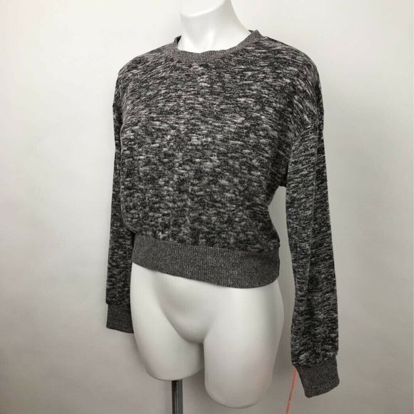Colsie Cropped Sweater Gray Marled Crew Neck Sz M - Picture 3 of 8